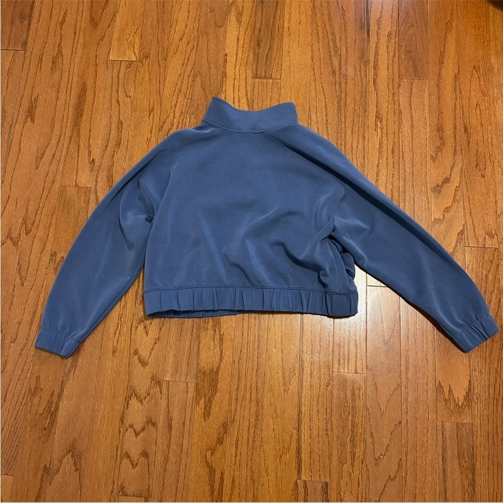 All In Motion Cropped Quarter Zip Pullover Blue Athletic Jacket Size L - Picture 3 of 6